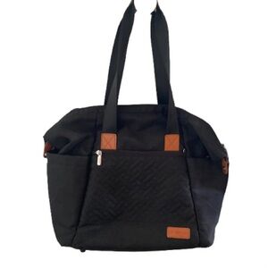 Lovevook Black Quilted Tote Bag & Diaper Bag - Large Travel Carry-on